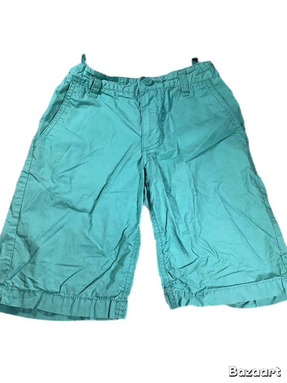 Old Navy Boys Cotton Shorts Teal Size 8 Adjustable Built-In Belt